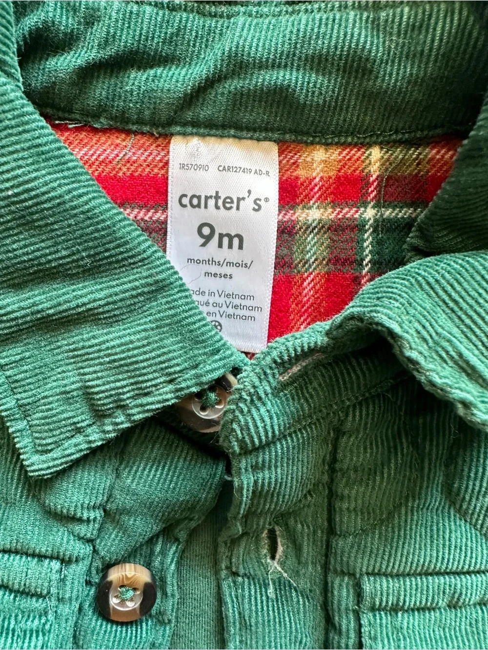 Carter's Quilted Teal Button-Front Toddler Jacket